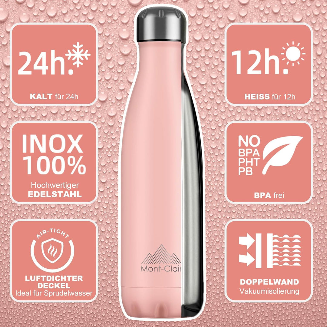 Mont-Clair Trinkflasche Edelstahl - Thermosflasche - BPA-freie - Water Bottle, Edelstahl trinkflasch