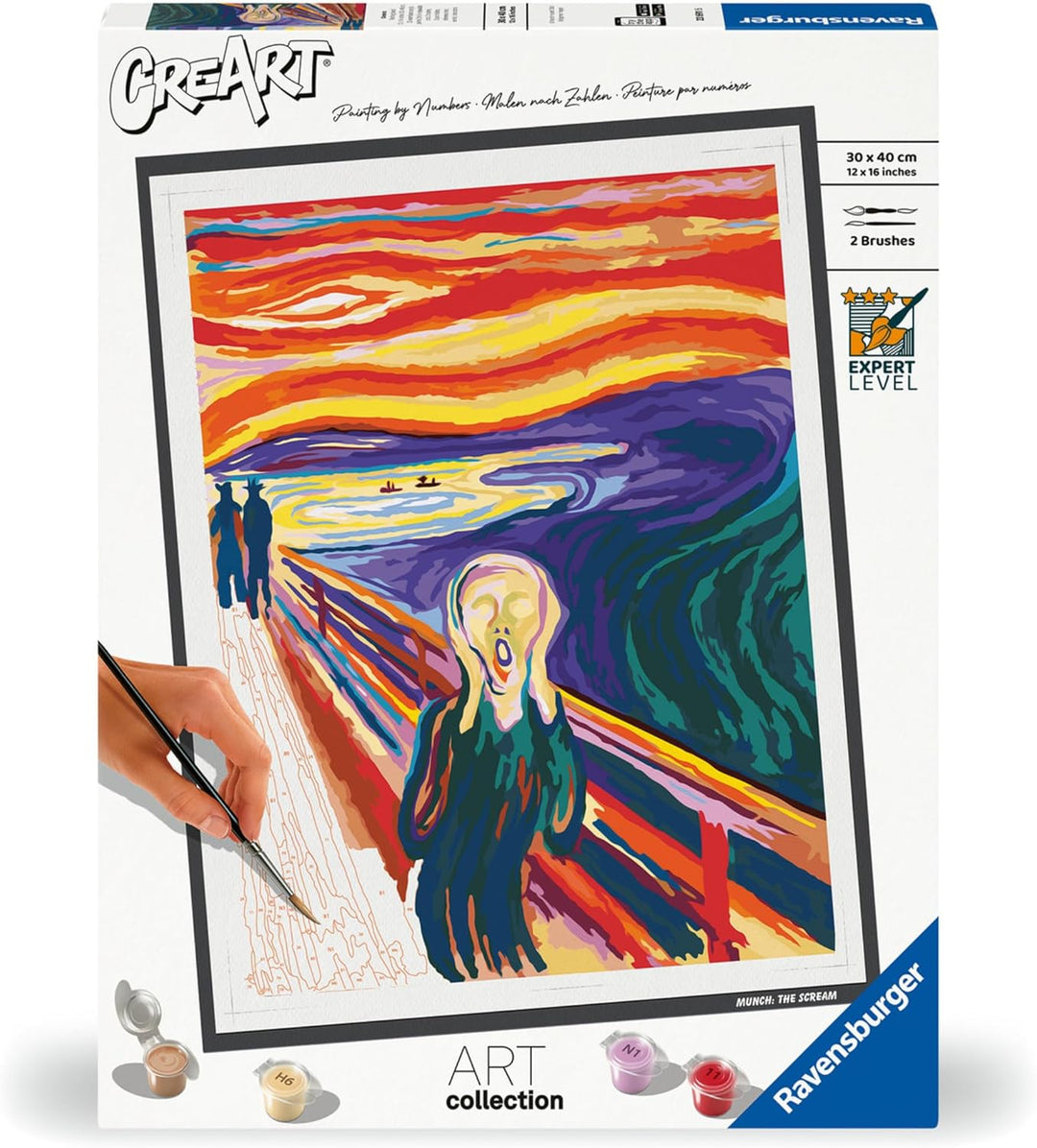 Ravensburger CreArt 23691 - Der Schrei (Edvard Munch) - Malen nach Zahlen Erwachsene, DIY Malset mit