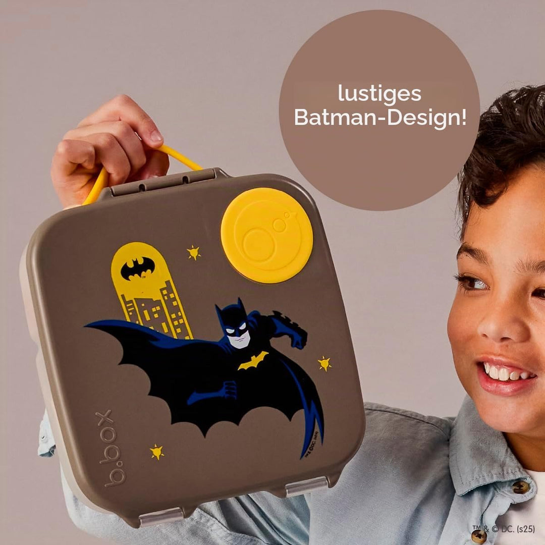 b.box Batman Brotdose | Grosse Bento-Box mit 4 Fächern (2 auslaufsicher), herausnehmbarer Trenner, G