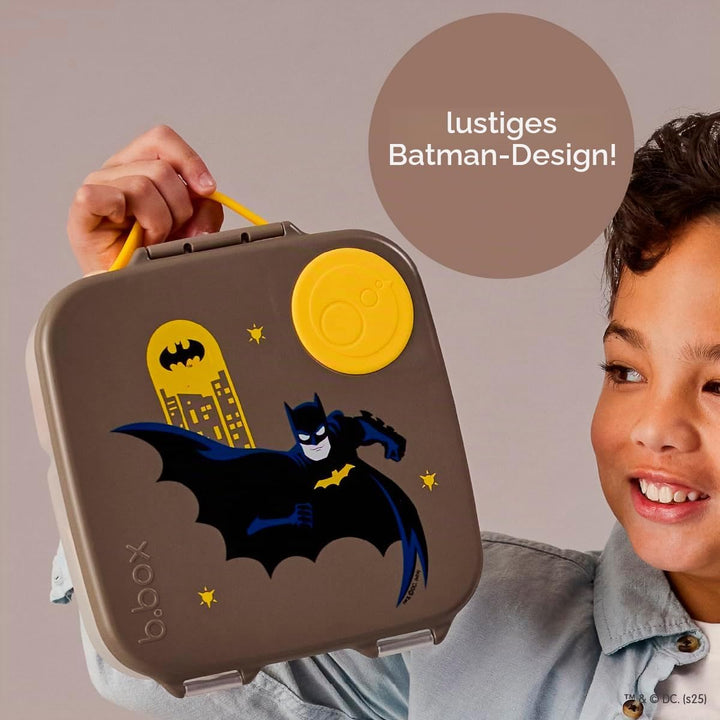 b.box Batman Brotdose | Grosse Bento-Box mit 4 Fächern (2 auslaufsicher), herausnehmbarer Trenner, G