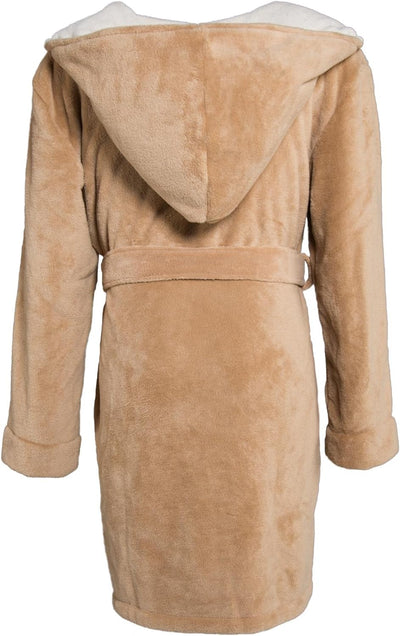 CelinaTex XS-XXXL Bademantel Kapuze zweifarbig kurz aufgesetzte Taschen Damen Mikrofaser Kuschelflee