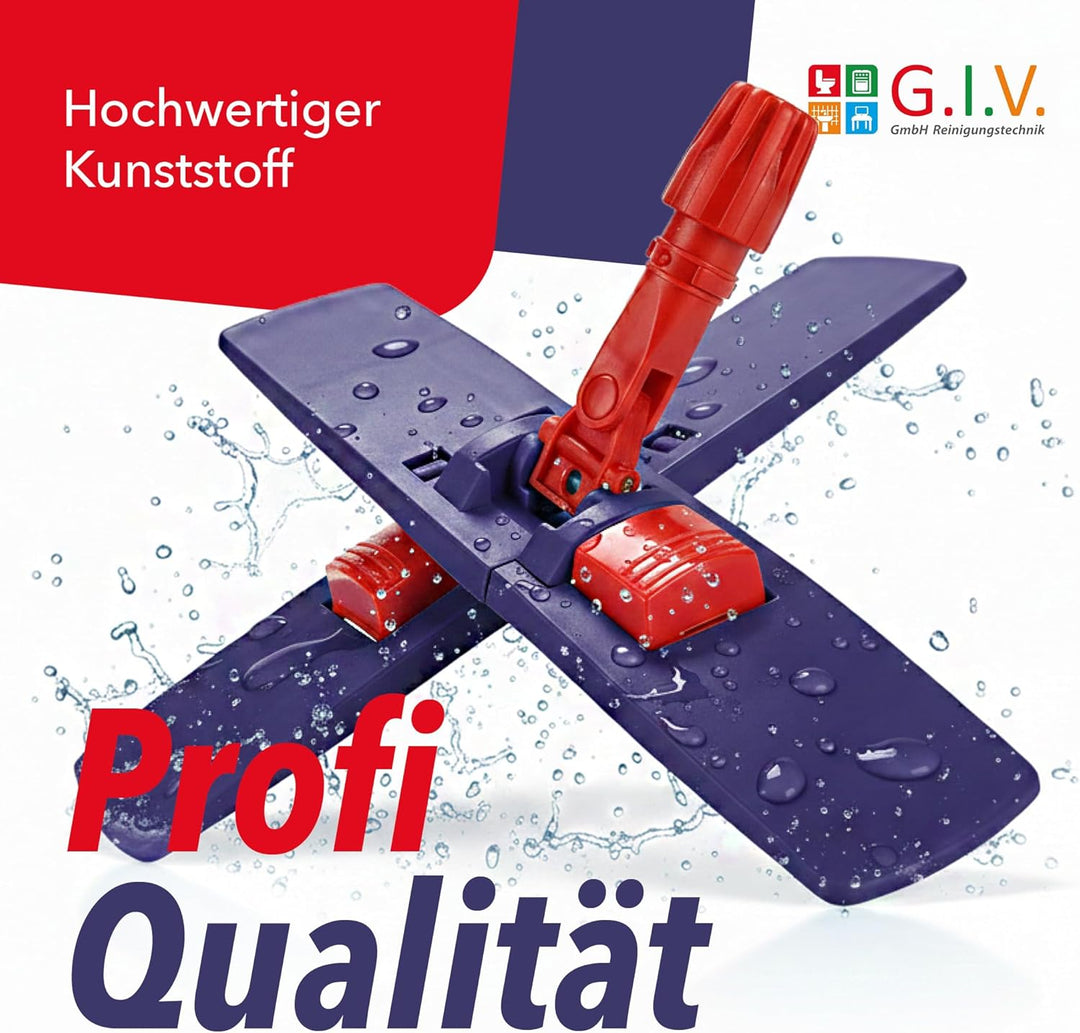 G.I.V. Bodenwischer Set 40cm Klapphalter mit Trittmechanik & Magnetverschluss + Aluminiumstiel Rot -