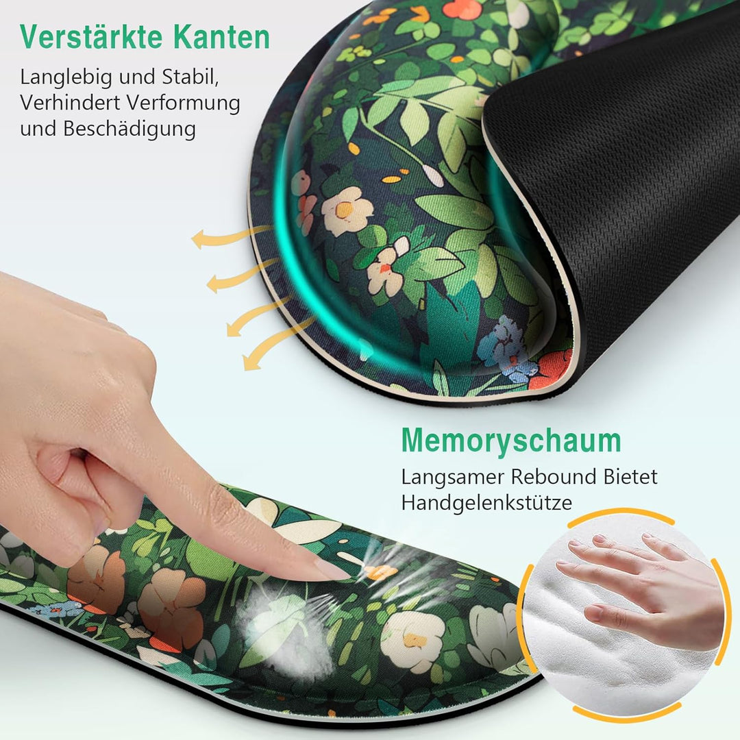 Mousepad 3-in-1 Handballenauflage Set, Ergonomisches Mauspads Handballenauflage Tastatur +Tasse Pad