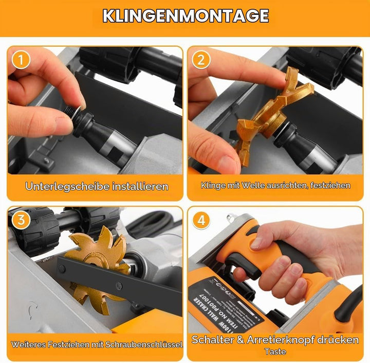 Hoteche 1100W Grabenfräse | Kupferdrahtmotor, Anti - Selbstrast - Schalter, 2200RPM, Mit 35mm Diaman
