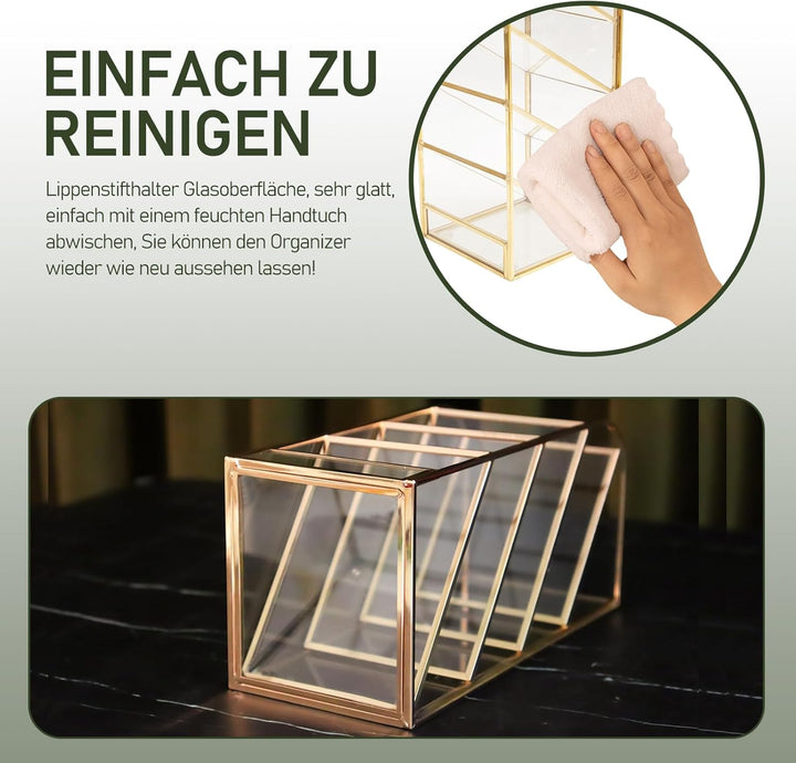 HARLIANGXY Lippenstift Organizer aus Messing Lippenstift Aufbewahrung Lippenstifthalter Lipgloss Org