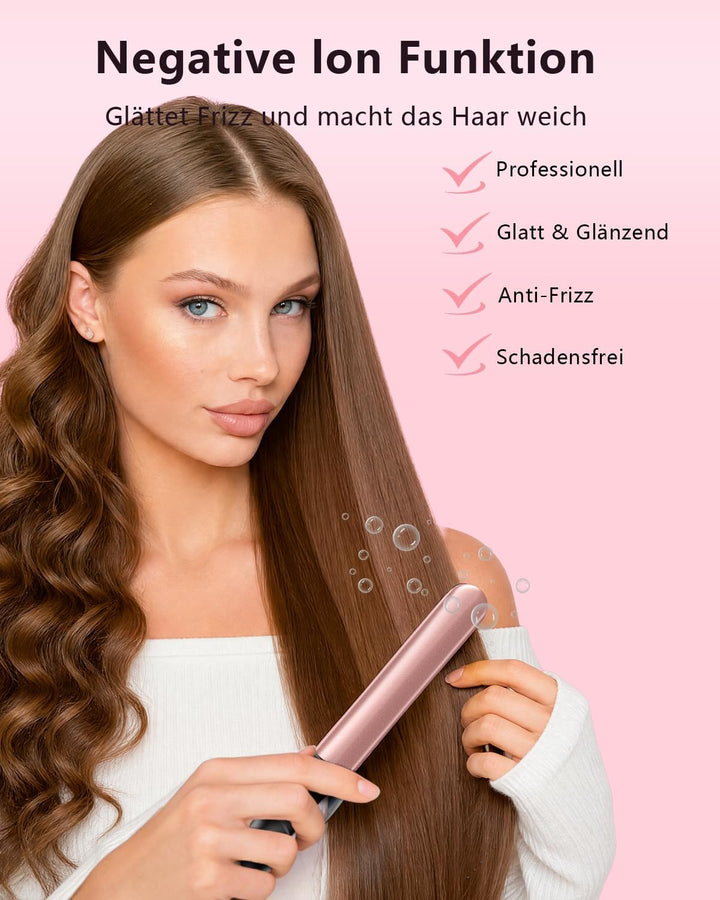 5 in 1 Lockenstab Set mit 3-Barrel Crimper, Austauschbare Keramikaufsätze Schnelles Aufheizen Dual-S