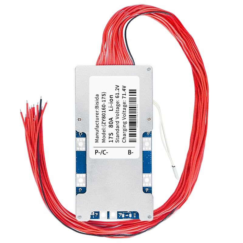 BMS 17S 61,2 V 100 A Lithium-PCB-Schutzplatine mit Balancerleitung und NTC, gemeinsamem Anschluss, z