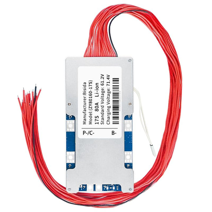 BMS 17S 61,2 V 100 A Lithium-PCB-Schutzplatine mit Balancerleitung und NTC, gemeinsamem Anschluss, z