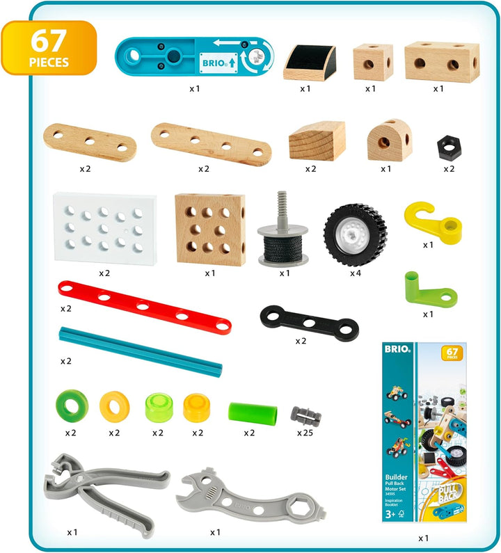 BRIO Builder 34595 Nachziehmotor-Konstruktionsset - Ergänzung Builder Konstruktionssystem, fördert d