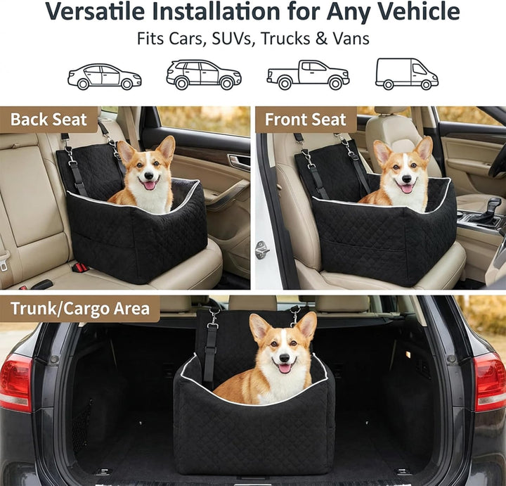 Hunde Autositz für kleine und mittlere Hunde bis 15,8 kg Hundesitz Auto mit 2 Sicherheitsgurten und