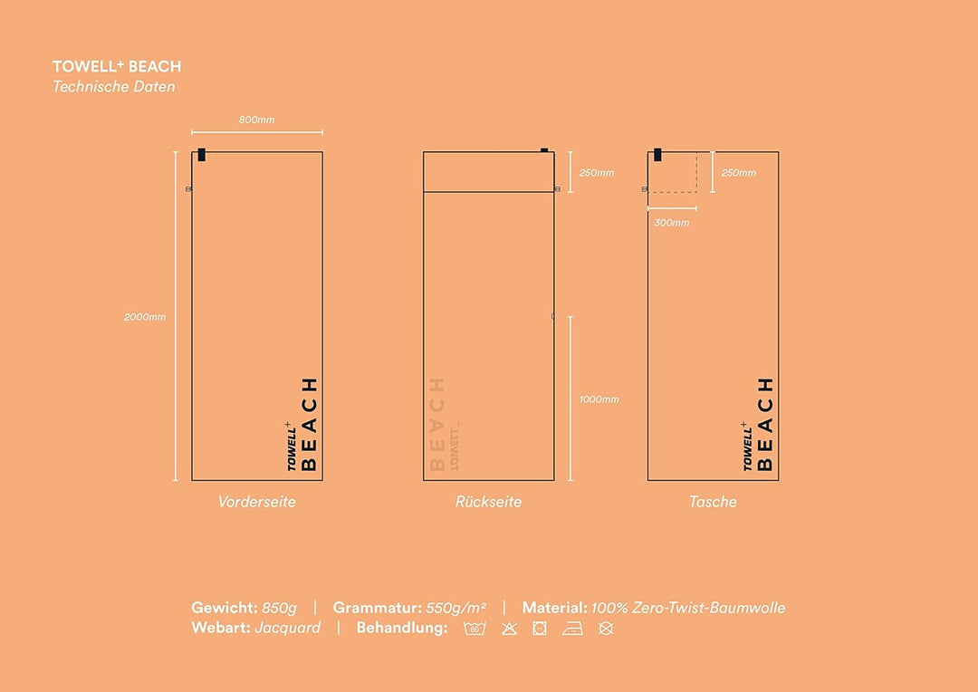 Stryve ® TOWELL +Beach Strandhandtuch (180 x 90cm) Grosses Strandtuch, Perfektes Urlaub Zubehör (Gra
