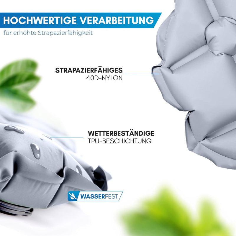 NORDMUT® Isomatte Camping Matratze [mit Reparaturset] Isomatte Outdoor Luftmatratze | Isomatte Ultra