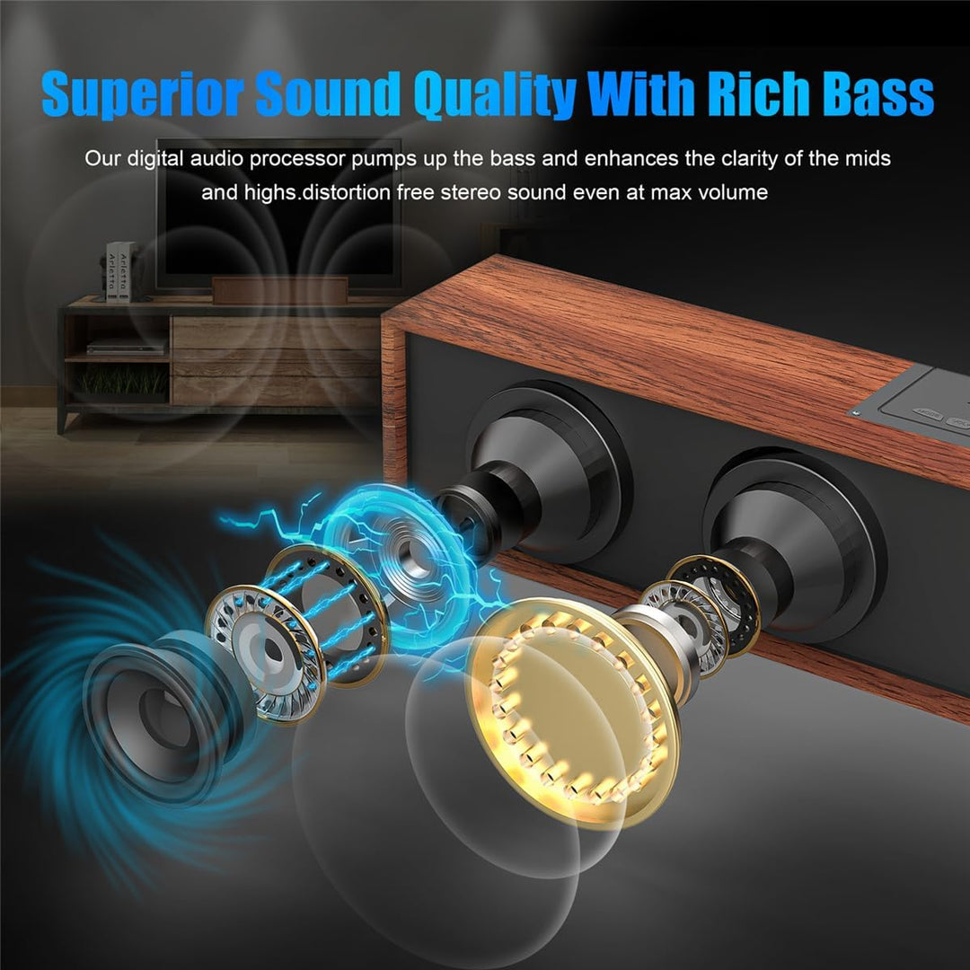 Smalody Bluetooth-Lautsprecher, PC-Lautsprecher Klassische kabellose Holzlautsprecher Stereo-Bass-So