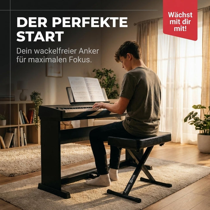 RockJam Premium Adjustable Padded Keyboard Bench or Digital Piano Stool, Regulär