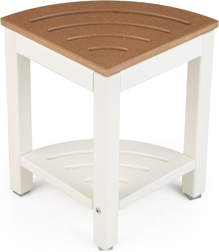 GOPLUS Eck-Badhocker mit Ablage, Duschbank Fächerform, Duschhocker für badzimmer, Balkon, bis 150 kg