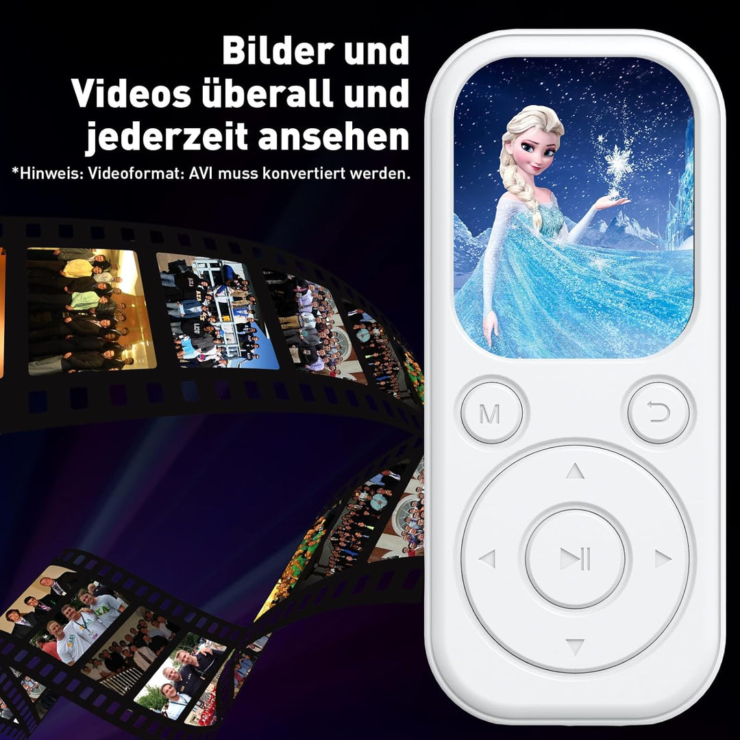 128GB MP3 Player Bluetooth, RWSRW MP3-Player mit Kopfhörer FM Radio Diktiergerät Mini Design HiFi-So