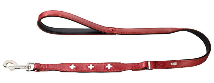 HUNTER 43153 Swiss Führleine für Hunde, mit Handschlaufe, schweizer Kreuz, Leder, hochwertig, 1,8/11