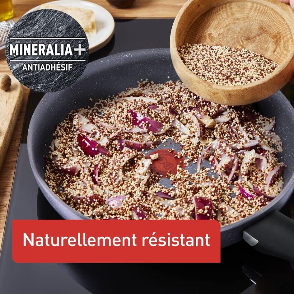 Tefal Natural On Kochtopf-Set, 9 P, 16/20 cm + Deckel, Pfannen 24/26/30 cm, Antihaftbeschichtung, Th