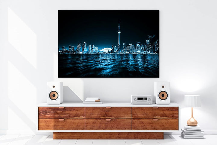 deyoli farbenfrohe Küste von Toronto Format: 80x60 Effekt: Monocrome Blau als Leinwand, Motiv fertig