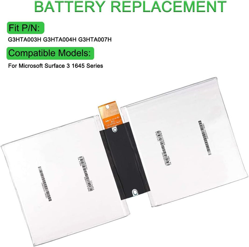 XITAIAN 3.78V 27.5Wh 7270mAh G3HTA003H G3HTA004H G3HTA007H Ersatz Akku für Microsoft Surface 3 1645