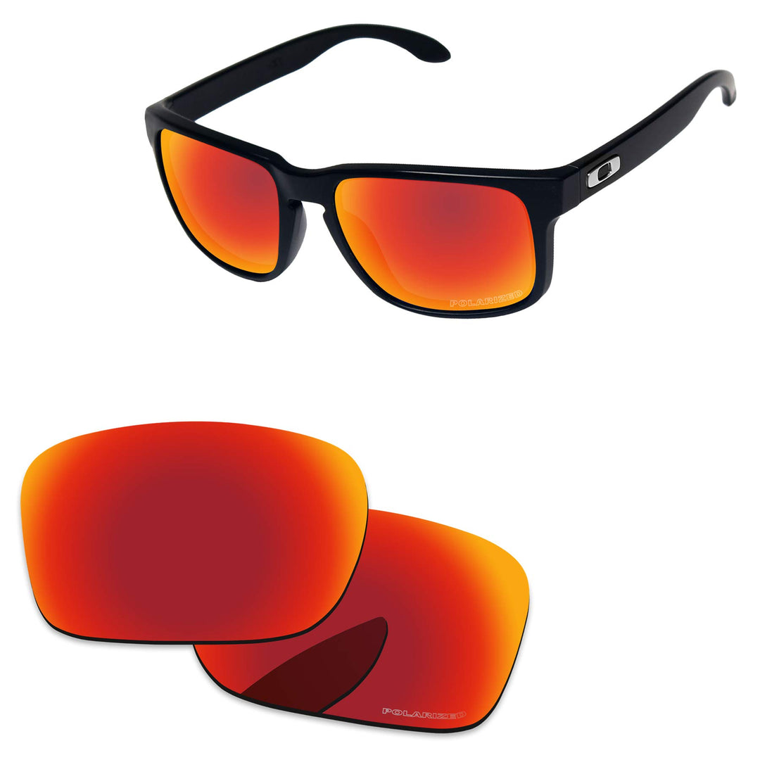 PapaViva Ersatzlinsen für for Oakley Holbrook OO9102 Feuerrot - Polarisiert, Feuerrot - Polarisiert