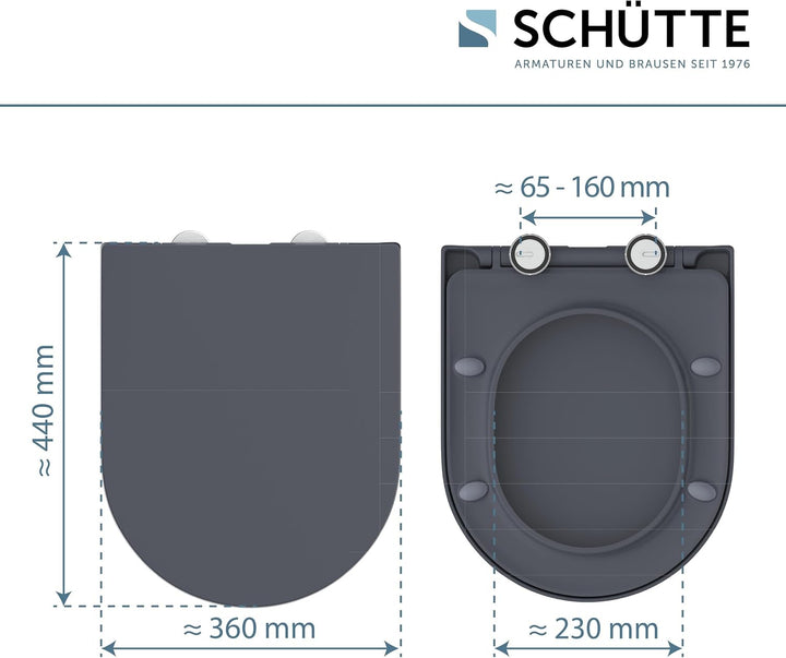 SCHÜTTE D-Form WC-Sitz mit Absenkautomatik, Abnehmbarer Klodeckel aus bruchsicherem Duroplast, DIY M