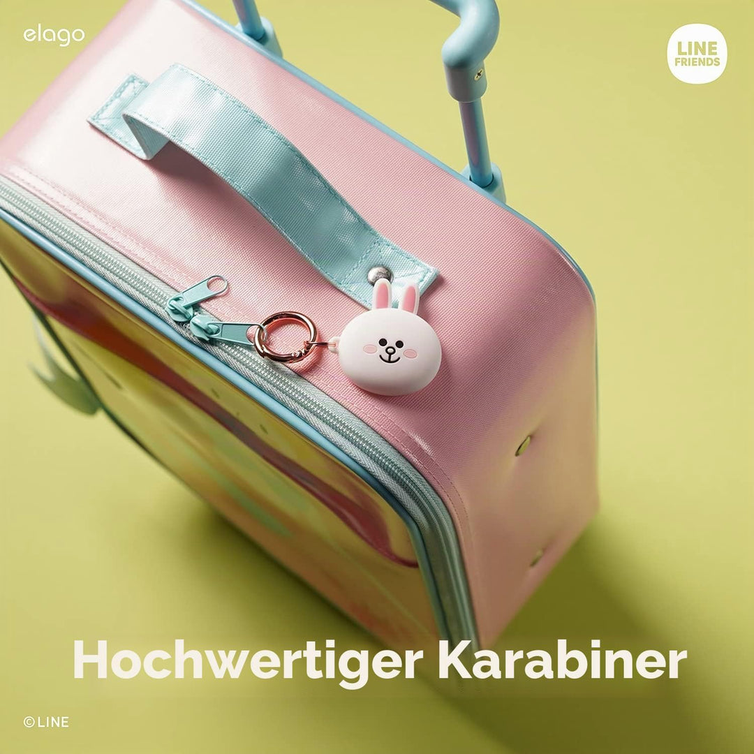 elago I LINE Friends Silikon Hülle Kompatibel met für Apple AirTag 2 & 1 Gen - Voller Schutz, Inklus