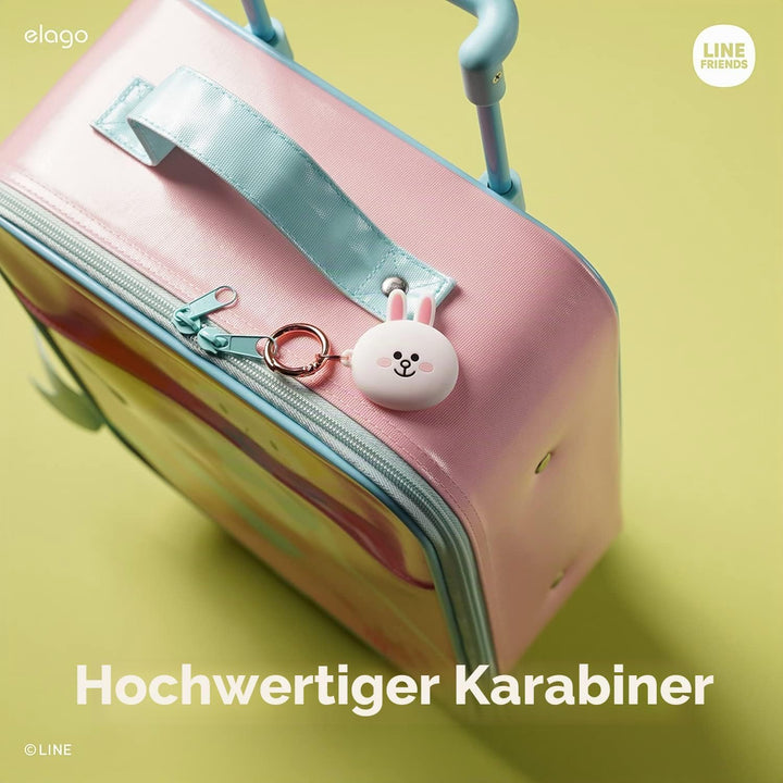 elago I LINE Friends Silikon Hülle Kompatibel met für Apple AirTag 2 & 1 Gen - Voller Schutz, Inklus