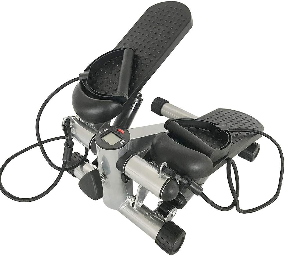 Stepper für Zuhause, Up-Down Swing Stepper mit Power Ropes, Stepper Hometrainer mit LCD Display, Tra