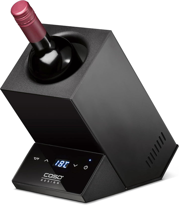 CASO WineCase One Black - Design Weinkühler für eine Flasche, Temperaturbereich von 5-18°C, für Flas