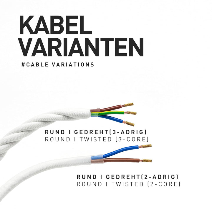 smartect Textilkabel gedreht 3-Adrig (3 x 0.75 mm²) Braun, 10 Meter | Vintage Lampenkabel Stoff, Str