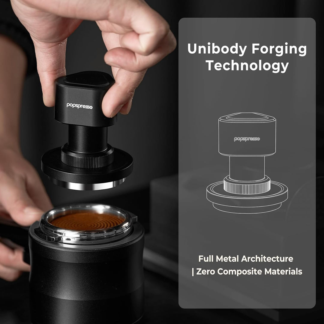 58,35 mm Espresso-Tamper, stossfestes Design mit akustischer Rückmeldung, 3-fach gefederter Kaffee-T