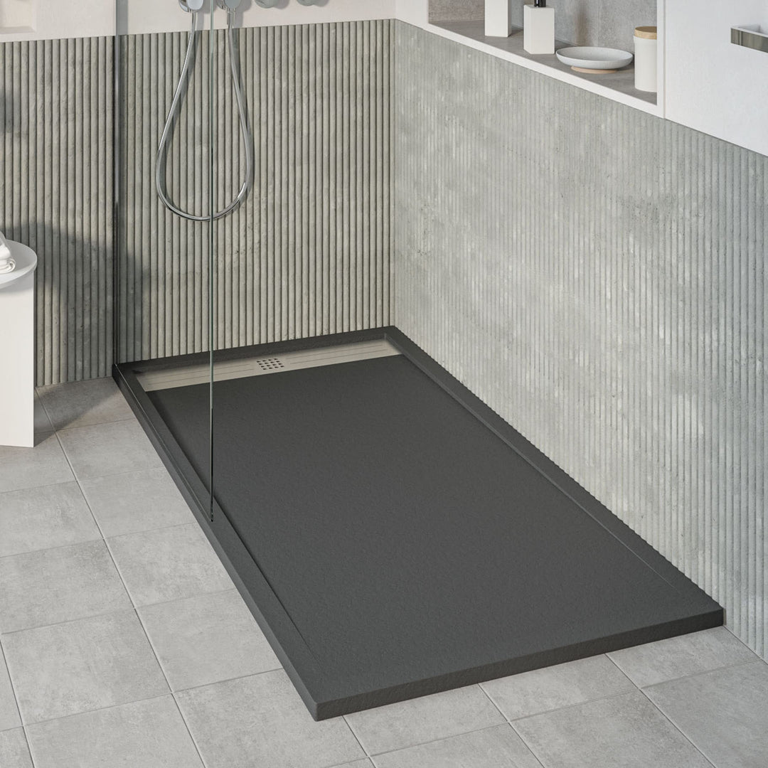 KOES - Kunstharz-Duschwanne Modell VOIGA – 70x100 – Schwarz RAL 9005 70x100cm Schwarz, 70x100cm Schw