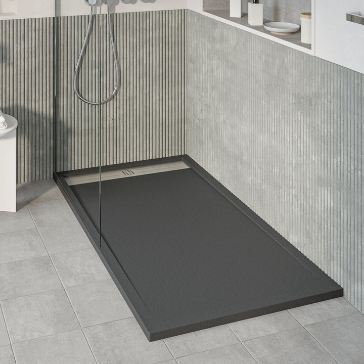 KOES - Kunstharz-Duschwanne Modell VOIGA – 70x100 – Schwarz RAL 9005 70x100cm Schwarz, 70x100cm Schw