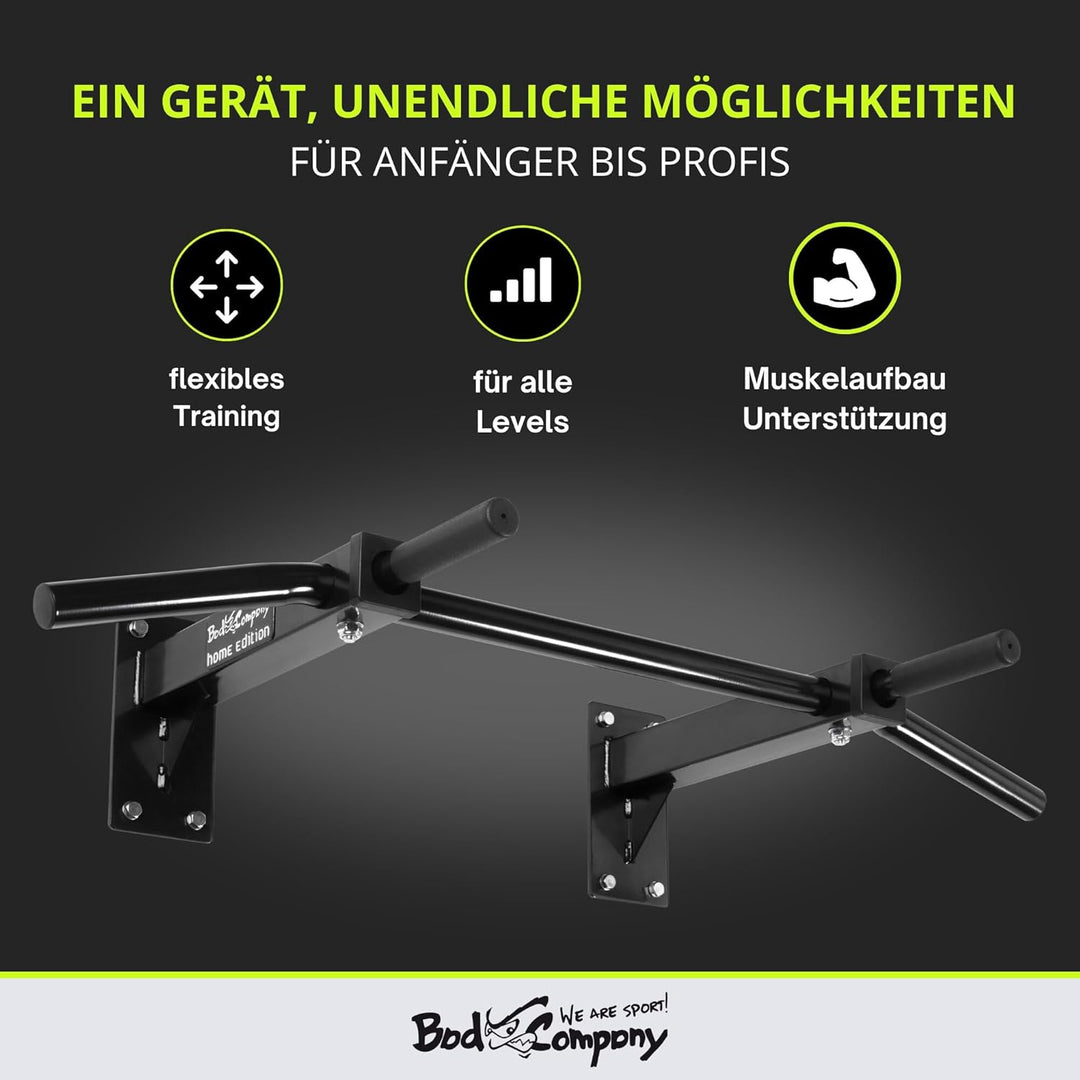 Bad Company Klimmzugstange Wandmontage bis 350 kg belastbar - Klimmzug Stange Wand inkl. Anleitung u