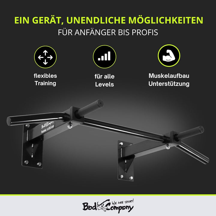 Bad Company Klimmzugstange Wandmontage bis 350 kg belastbar - Klimmzug Stange Wand inkl. Anleitung u