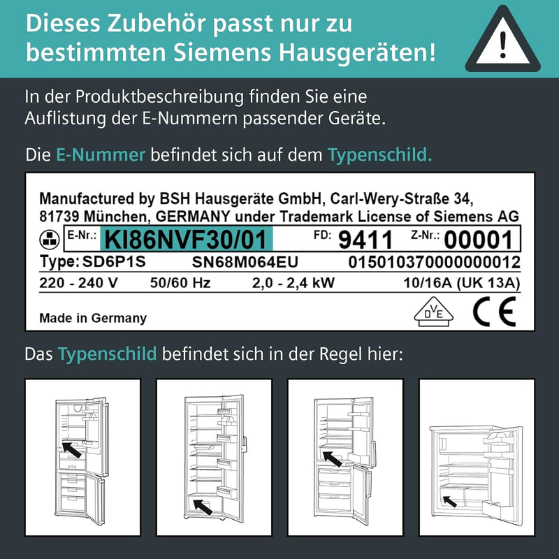 Siemens KS10Z030 / Flaschenablage für aufgelistete freistehende Kühlgeräte von Siemens / bis zu 5 Fl