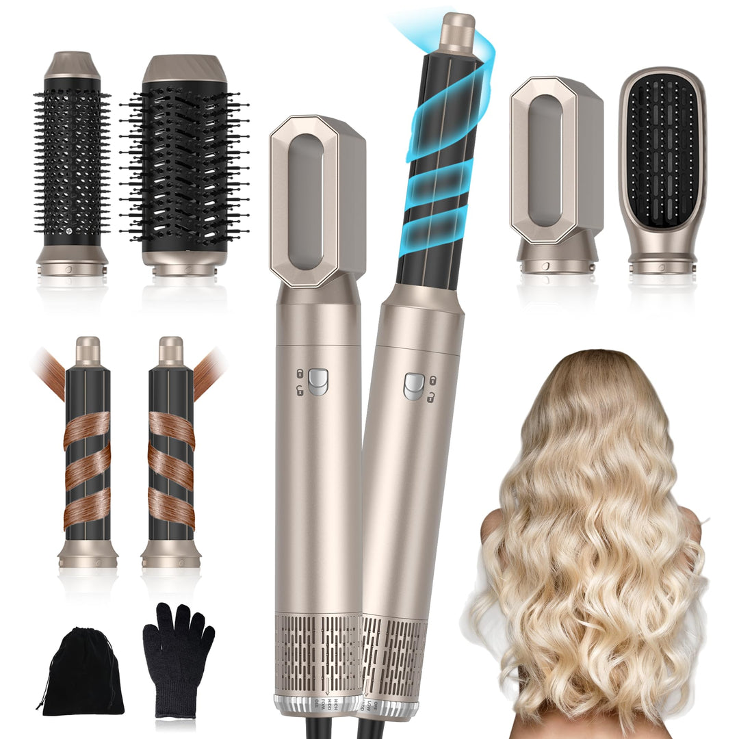 UKLISS Hairstyler 6 in 1 Air Styler Set - Pro Haarstyler mit Rundbürstenföhn, Air Curler, Warmluftbü