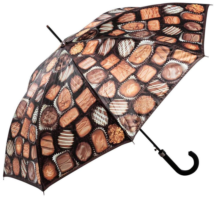 LUCKYWEATHER Regenschirm Stockschirm Damen/Herren Motiv Chocolates Auf-Automatik I Stockregenschirm