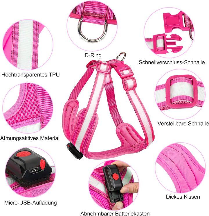 LED Hundegeschirr Wiederaufladbares Beleuchtetes Hundegeschirr Leuchtet Im Dunkeln LED Hundeweste Re