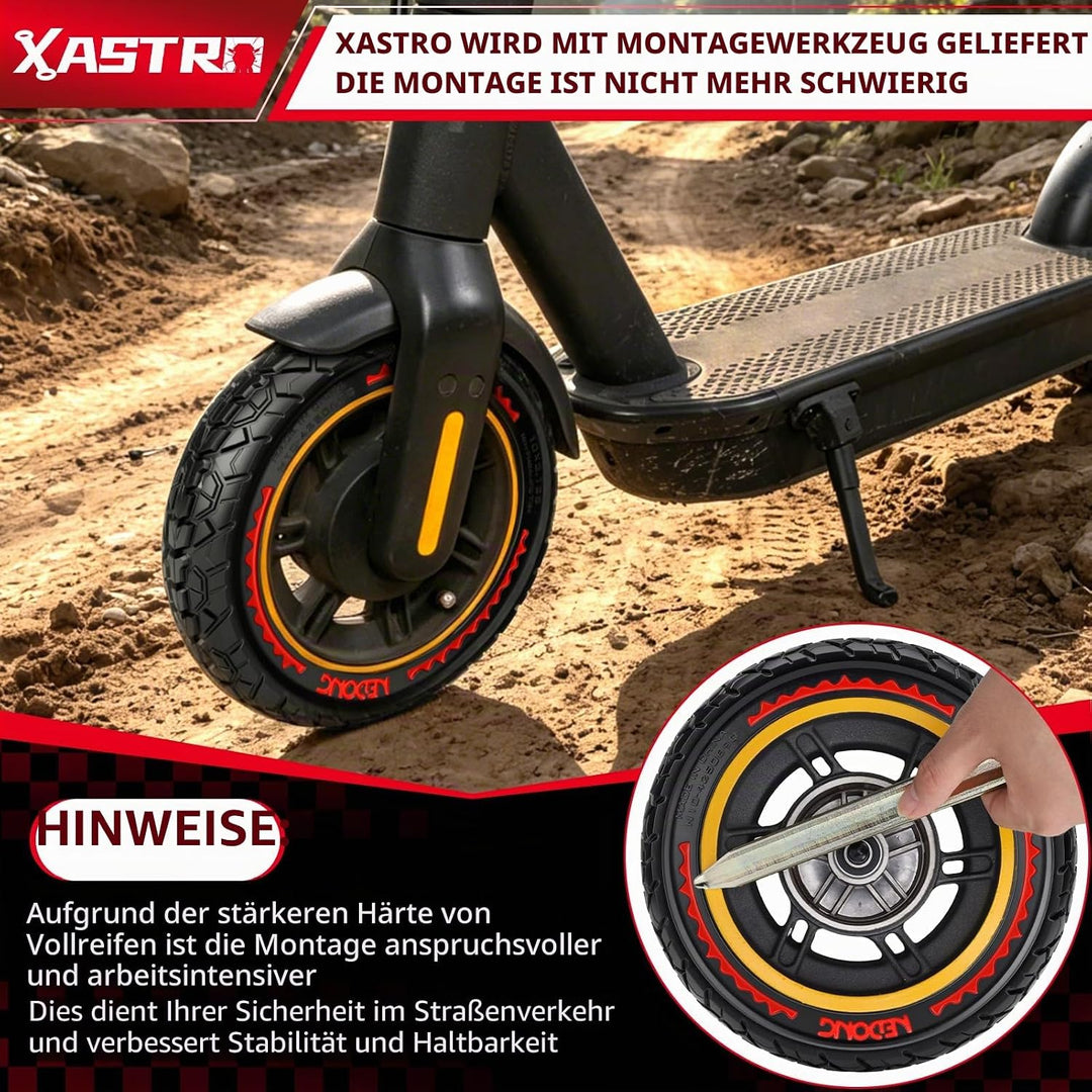 Xastro 2PCS 10X2.125 Reifen für Elektroroller 10x2.125 schlauchloser Reifen für Scooter 50/75-6.1 Sc