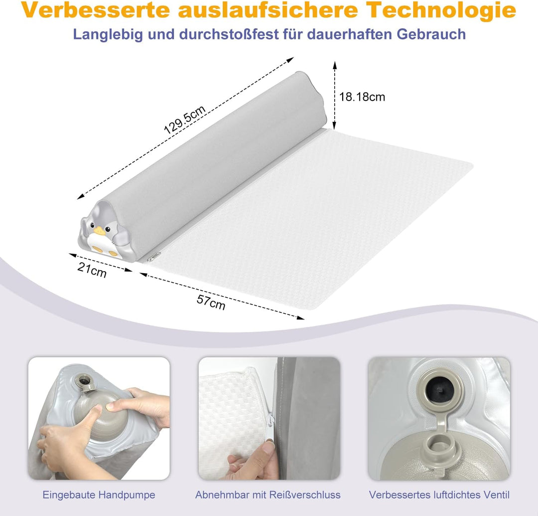 Rausfallschutz Aufblasbar 130cm: 2026 Aufblasbarer Rausfallschutz Kinder - Bettschutzgitter Kinderbe