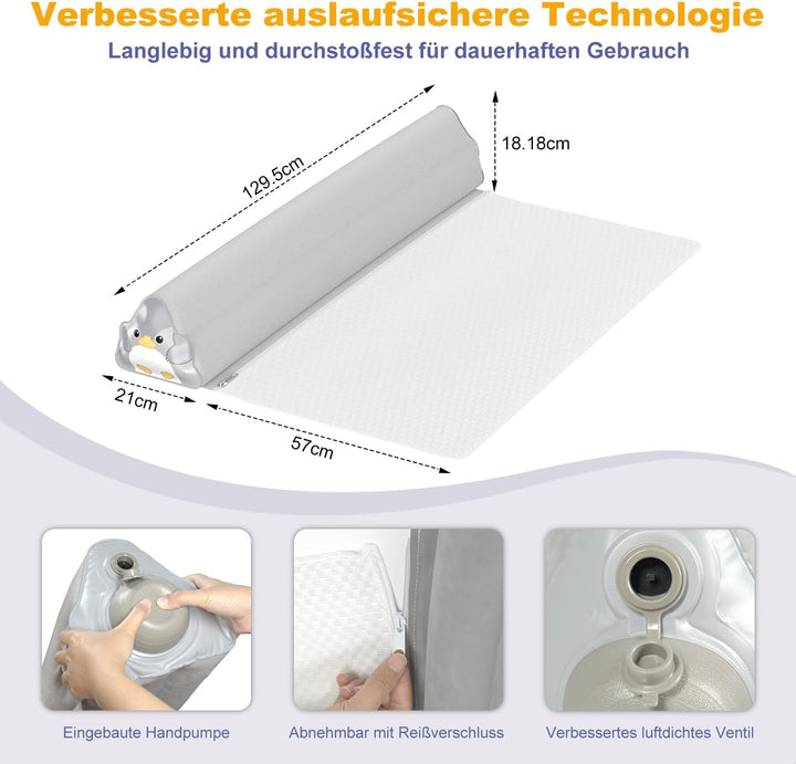 Rausfallschutz Aufblasbar 130cm: 2026 Aufblasbarer Rausfallschutz Kinder - Bettschutzgitter Kinderbe