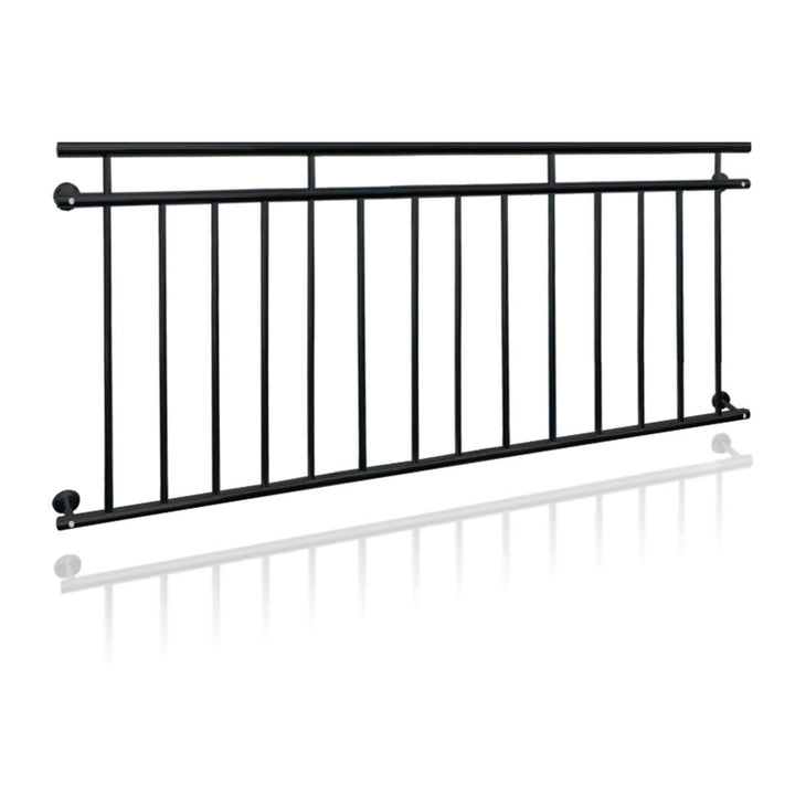ECD Germany Französischer Balkon 90 x 184 cm mit 14 Füllstäben, Schwarz matt & rau, Stahl pulverbesc