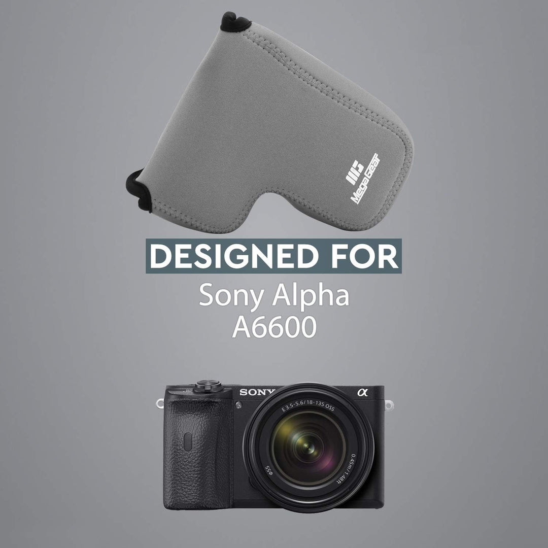 MegaGear Neoprenhülle kompatibel mit Sony Alpha A6600 (18-135 mm) - Grau, MG1870, Grau