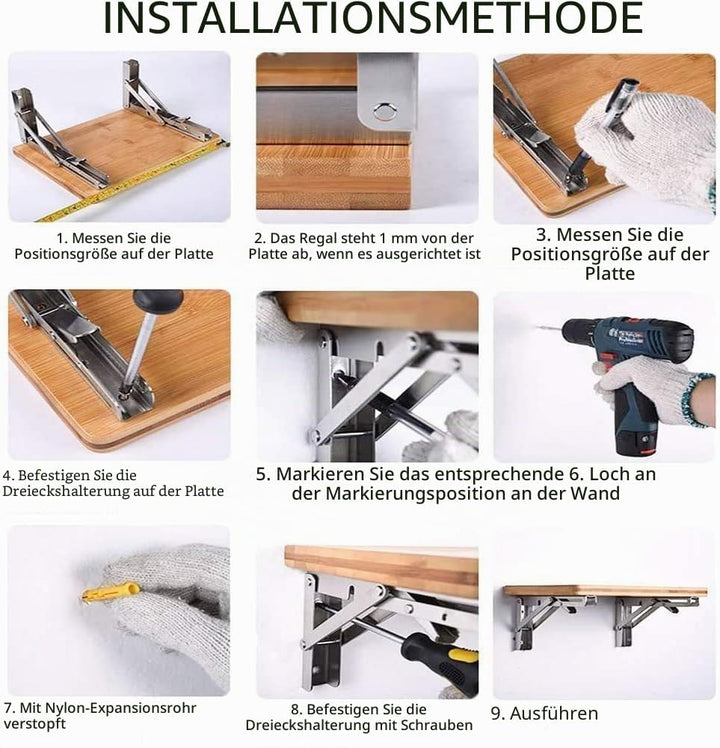 Professionelle Klappkonsole Schwerlast, Edelstahl Klappkonsolen Klappkonsole Tisch Klappregalhalteru