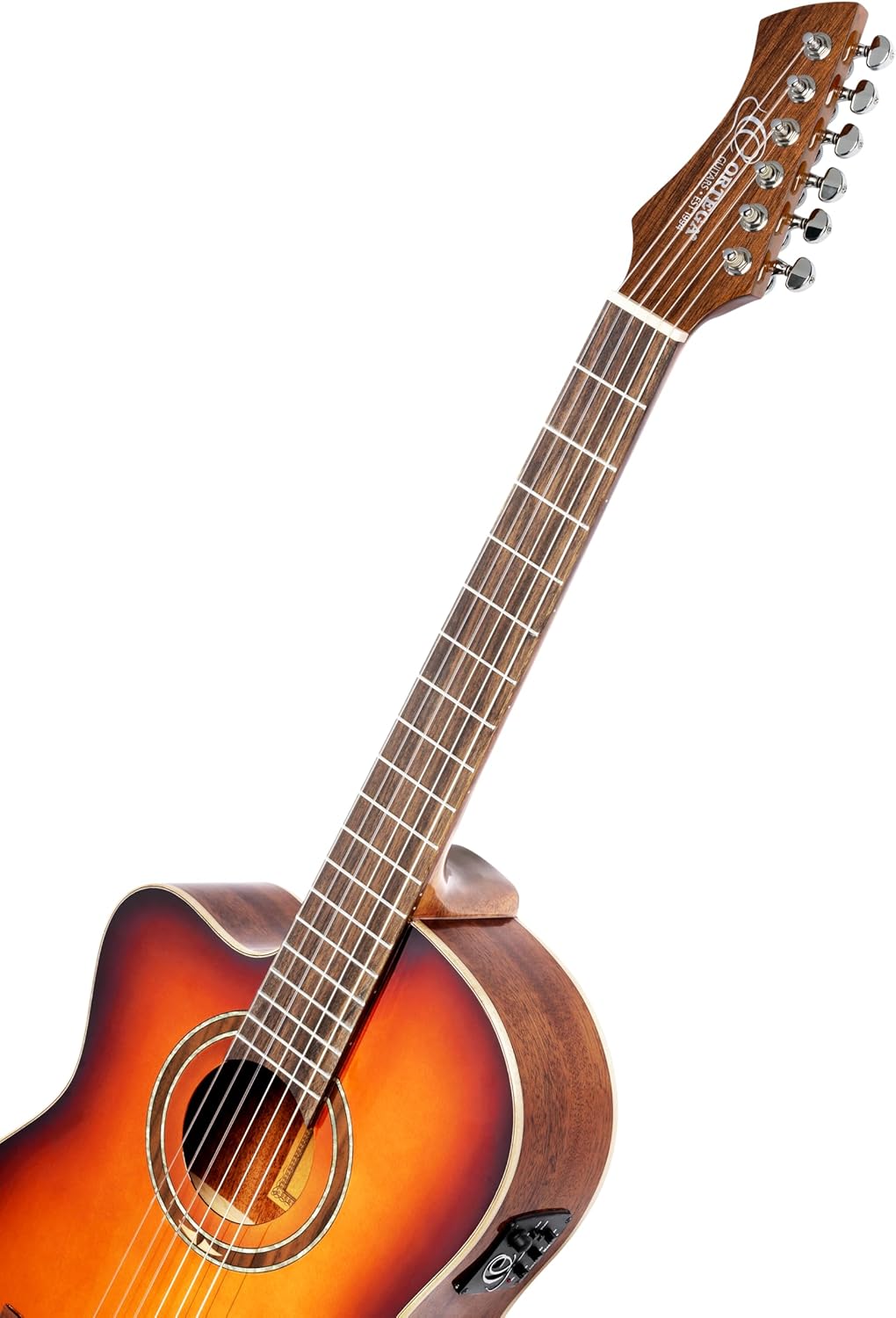 Ortega Guitars 4/4 Linkshänder Konzertgitarre Performer Series Slim Neck Elektro-akustische Gitarre,