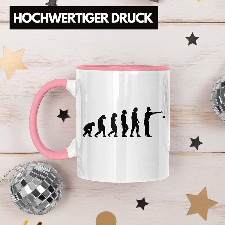 Trendation - Boule Tasse Geschenk Boule-Spieler Geschenkidee Spruch Evolution Boule (Rosa), Rosa
