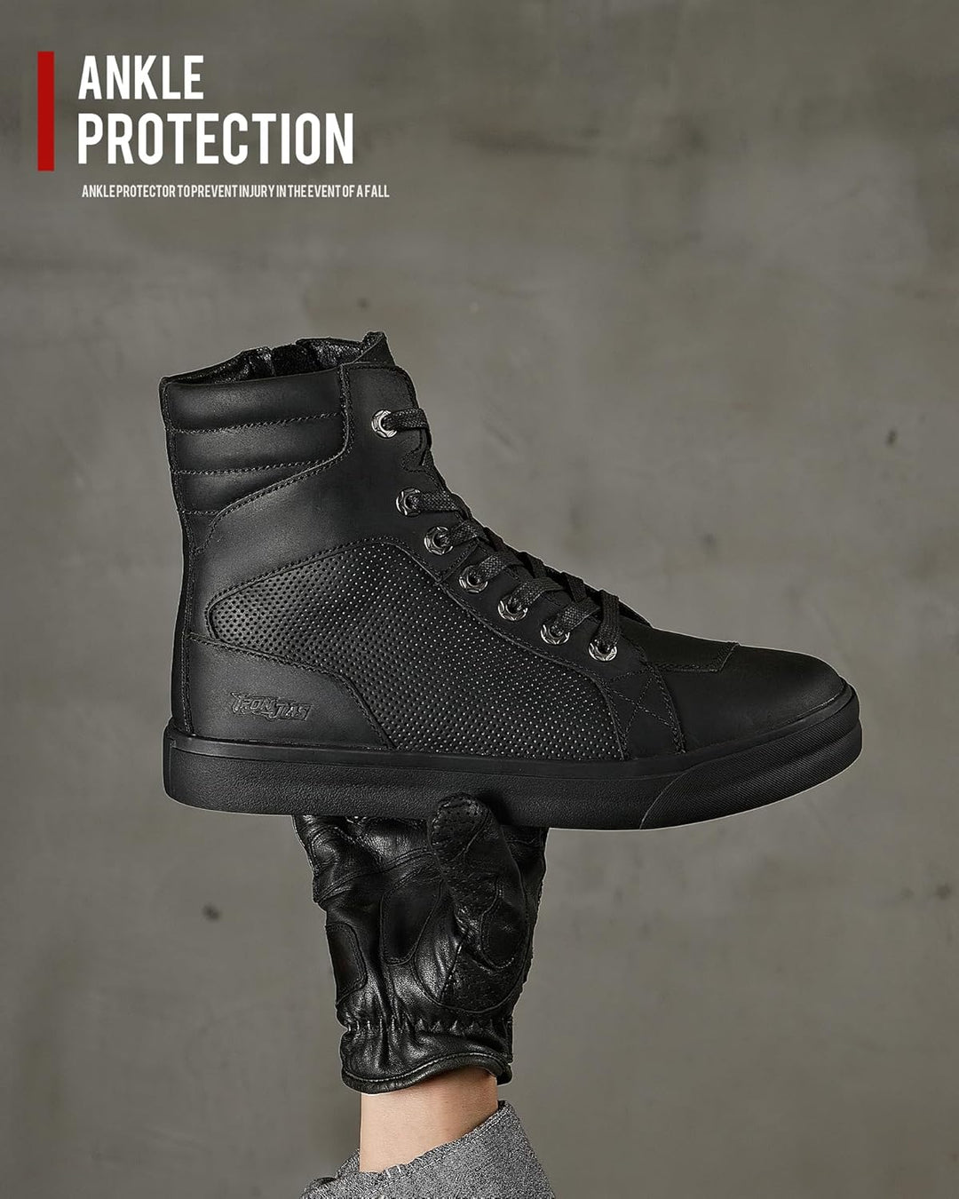 BORLENI Motorradschuhe Herren Sommer Motorradstiefel Männer lässige atmungsaktive Leder Motorrad Sne