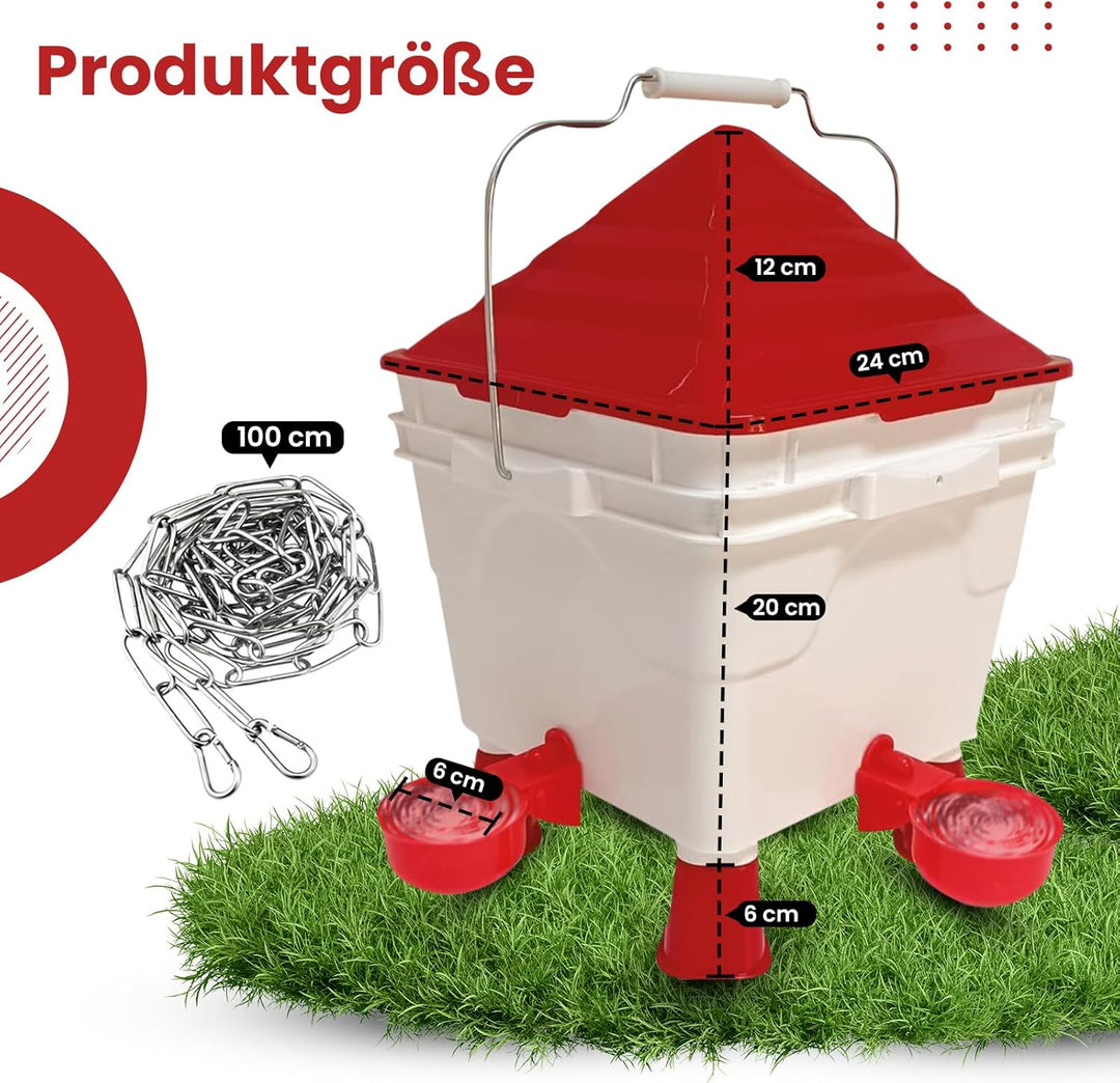 Tränkeeimer für Geflügel - Hühnertränke eckig - 8 Liter mit Füssen